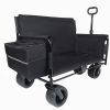 3-In-1 Folding Wagon Cart With Bench Seat, Patent Protection- Includes 1 Ice Pack, 500Lbs Heavy-Duty Utility Wagon, 180L Capacity All-Terrain Wheels F