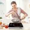 3500W Electric Single Ceramic Stove Electric Cooktop Hot Plate Infrared Countertop Burner With 12 Power & Temperature Levels 0-3H Timer Portable Handl