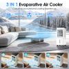 Portable Air Cooler Fan 12L Evaporative Air Conditioner With 3-Speed Dual Water Tank Touch & Remote Control 4 Wheels 4 Ice Packs Oscillation 15H Timer
