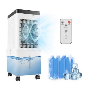 Portable Air Cooler Fan 12L Evaporative Air Conditioner With 3-Speed Dual Water Tank Touch & Remote Control 4 Wheels 4 Ice Packs Oscillation 15H Timer