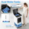 Portable Air Cooler Fan 12L Evaporative Air Conditioner With 3-Speed Dual Water Tank Touch & Remote Control 4 Wheels 4 Ice Packs Oscillation 15H Timer