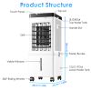 Portable Air Cooler Fan 12L Evaporative Air Conditioner With 3-Speed Dual Water Tank Touch & Remote Control 4 Wheels 4 Ice Packs Oscillation 15H Timer