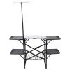 Folding Camping Kitchen Table With Lamp Post, Portable Outdoor Cooking Station With Heat Resistant Top, 4 Side Tables & Lower Storage Rack For Picnic,