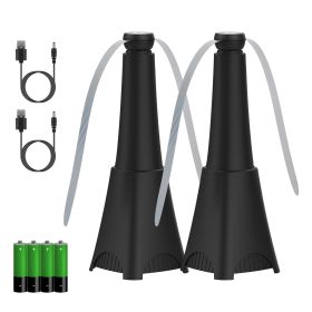 2 Pack Portable Reflective Fly Repellent Fan Rechargeable Battery Powered Table Food Fly Trap With Pattern Soft-Stop Blade Hanging Hook Indoor Outdoor