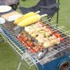 2Pcs 3.42X11.61Inch Portable Bbq Rolling Basket Round Stainless Steel Grill Mesh Barbecue Net Tube With Removable Cover Outdoor Camping