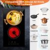 Dual Induction Burners Electric Cooktop 110V Total 1900W Electric Stove Built-In Electric Ceramic Stove With Timer Setting 9 Firepower Levels Over Hea