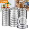 24 Pcs Regular Mouth Canning Jar Metal Rings Split-Type Jar Bands Replacement Fits For Ball Kerr Mason Jars