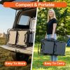 Folding Camping Kitchen Table With Lamp Post, Portable Outdoor Cooking Station With Heat Resistant Top, 4 Side Tables & Lower Storage Rack For Picnic,