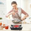 1000W Electric Single Burner Portable Heating Hot Plate Stove Countertop Rv Hotplate With 5 Temperature Stepless Adjustments Portable Handles
