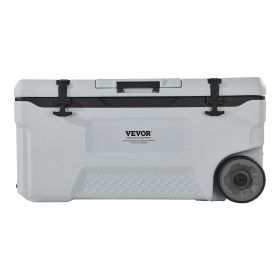 Portable Cooler, 74 QT Wheeled Cooler with Ice Retention, Heavy-Duty Handles and Cup Holder, Lightweight Rigid Material Insulated Portable Cooler