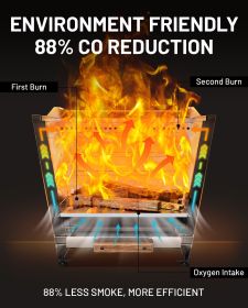 25-Inch PRO-SL Smokeless Fire Pit, Stainless Steel Wood-Burning Fire Pit with Stand & Rain Cover for Outdoor Patio Camping