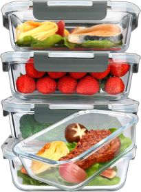 5-Packs, 36 Oz Glass Meal Prep Containers with Snap Locking Lids Glass Food Containers,Airtight Lunch Container,Microwave, Oven