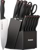 Knife Set, 15 Pieces Kitchen knives Set with Built-in Sharpener