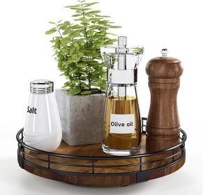 Farmhouse Oak  Lazy Susan Turntable Organizer for Cabinet