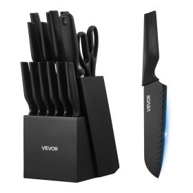 Kitchen Knife Set with Block and Sharpener, 15 Piece German High Carbon Stainless Steel Knife Set, Kitchen Cutlery with PP Ergonomic Handle