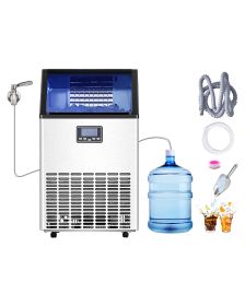 Commercial Ice Maker Machine, 100lbs/24H Ice Maker Machine with 33lbs Storage Capacity, 45 Ice Cubes in 15 Minutes