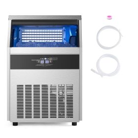 Commercial Ice Maker Machine, 160lbs/24H Ice Maker Machine with 66lbs Storage Capacity, 80 Ice Cubes in 15 Minutes