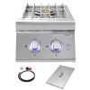 Double Grilling Side Burners, 2 x 17,000BTU Liquid Propane Side Burner for Outdoor Kitchen, Convertible to Natural Gas