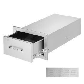 14x8.5 Inch Outdoor Kitchen Drawers Stainless Steel, Flush Mount Double Drawers,14W x 8.5H x 23D Inch, with Stainless Steel Handle