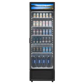 Commercial Merchandiser Refrigerator, 12.2 CU.FT Glass Door Display Refrigerator, Beverage Refrigerator Cooler Merchandiser with Adjustable Shelves