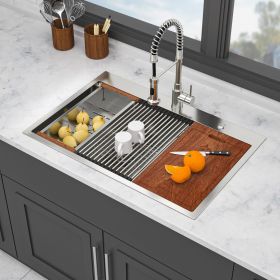 Topmount Drop-in Kitchen Double Sink (60/40) - 16 Gauge with Two 10" Deep Basins, Brushed Nickel
