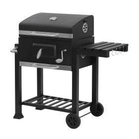 Charcoal Grill - Height-Adjustable Grill with Wheels, Suitable for Garden, Camping, and Picnics