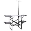 Folding Camping Kitchen Table With Lamp Post, Portable Outdoor Cooking Station With Heat Resistant Top, 4 Side Tables & Lower Storage Rack For Picnic,