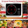 3500W Electric Single Ceramic Stove Electric Cooktop Hot Plate Infrared Countertop Burner With 12 Power & Temperature Levels 0-3H Timer Portable Handl