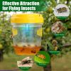 3Pack Solar Wasp Traps Outdoor Hanging Insect Catchers With Uv Light For Paper Wasps Yellow Jackets Small Hornets Fruit Flies House Flies