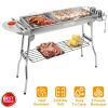 Foldable BBQ Grill Portable Charcoal Barbeque Grill Stainless Steel BBQ Grill For Picnic Camping Backyard Cooking - Silver