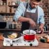 2000W Double Electric Burner Portable Dual Counter Stove Countertop Hot Plate Kitchen Cooker Stove with 5 Gear Temperature Control - white