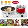 2000W Double Electric Burner Portable Dual Counter Stove Countertop Hot Plate Kitchen Cooker Stove with 5 Gear Temperature Control - white