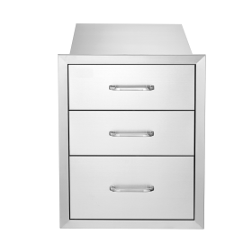 18x23 Inch Outdoor Kitchen Stainless Steel Triple Access BBQ Drawers with Chrome Handle, 18 x23 x 23 Inch - 18 x 23 x 23 inch - 3