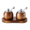 Hand-Crank Mini Ceramic Core Multi-Purpose Grinder - Natural - Double+Base