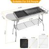 Foldable BBQ Grill Portable Charcoal Barbeque Grill Stainless Steel BBQ Grill For Picnic Camping Backyard Cooking - Silver