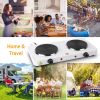 2000W Double Electric Burner Portable Dual Counter Stove Countertop Hot Plate Kitchen Cooker Stove with 5 Gear Temperature Control - white