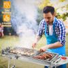 Foldable BBQ Grill Portable Charcoal Barbeque Grill Stainless Steel BBQ Grill For Picnic Camping Backyard Cooking - Silver