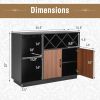 Industrial Sideboard Cabinet with Removable Wine Rack and Glass Holder - Black, Brown