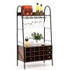 Baker's Rack with Detachable Wine Rack and 5 Rows of Stemware Holder - as show