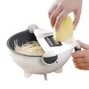9 in 1 Multifunctional Cutting and Draining Basket for Vegetables with Household Potato Shredder - Kitchen Tool - White