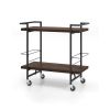 Household Bar Cart with Lockable Wheels and Heavy-Duty Metal Frame - Rustic Brown - Kitchen Supplies