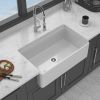 33" White Farmhouse Kitchen Sink Workstation - 33 x 20 x 10 inch White Porcelain Ceramic Sngle Bowl Kitchen Sink