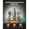 Cocktail Shaker Set, 13-Piece Stainless Steel Bar Tools with Bamboo Stand, Boston Bartender Kit Accessories | Mixer Spoon, Muddler, Jigger, Strainer