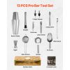 Cocktail Shaker Set, 13-Piece Stainless Steel Bar Tools with Bamboo Stand, Boston Bartender Kit Accessories | Mixer Spoon, Muddler, Jigger, Strainer