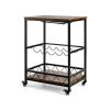 Mobile Kitchen Bar Cart Serving Trolley with Wine Rack - Rustic Brown - Kitchen Supplies