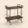 Household Bar Cart with Lockable Wheels and Heavy-Duty Metal Frame - Rustic Brown - Kitchen Supplies
