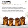 Olive Wood Canisters Set - 2-canister set plus base