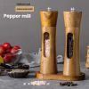 Pepper Grinder Pagoda-shaped Wooden Kitchen Pepper Mill - Natural - Double+Base