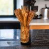 Olive Wood Kitchen Servers Set w/Holder -6 Pcs - As shown