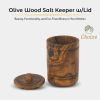 Olive Wood Spice Jar Salt Keeper w/Lid - As shown